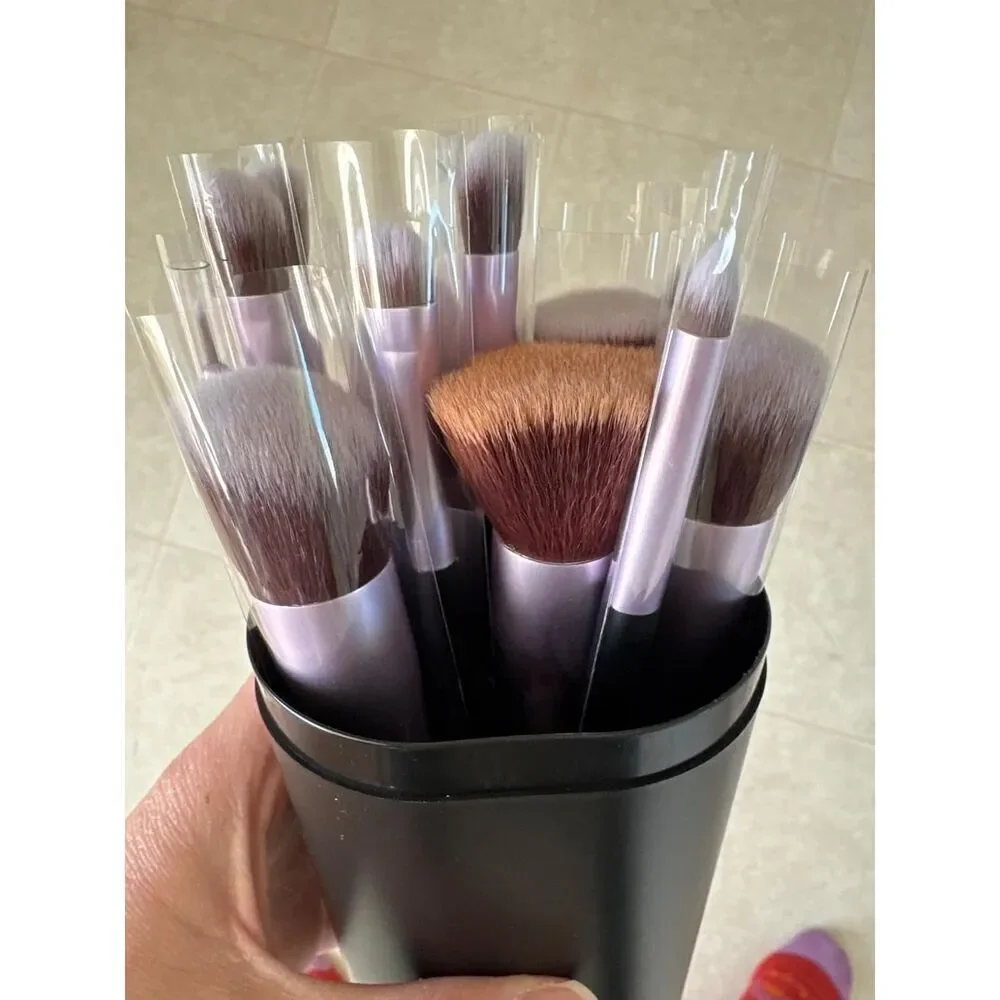Bs-Mall 14 Pieces Purple Premium Synthetic Makeup Brushes With Travel Case